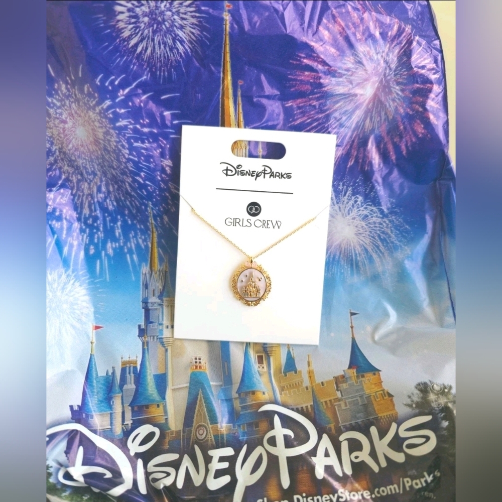 Disney Parks 2026 Cinderella Castle Pendant Necklace Girls Crew FREE SHIPPING